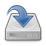 Icono de descarga, una flecha apunta a un disco duro.