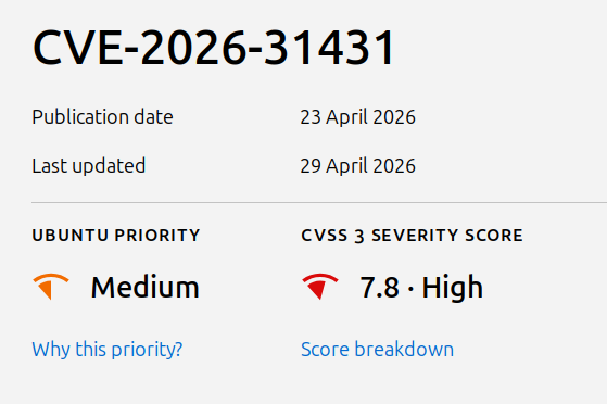 CVE-2026-31431, prioridad media.